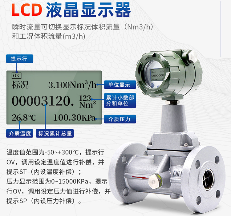 氣體旋進(jìn)旋渦流量計液晶顯示圖